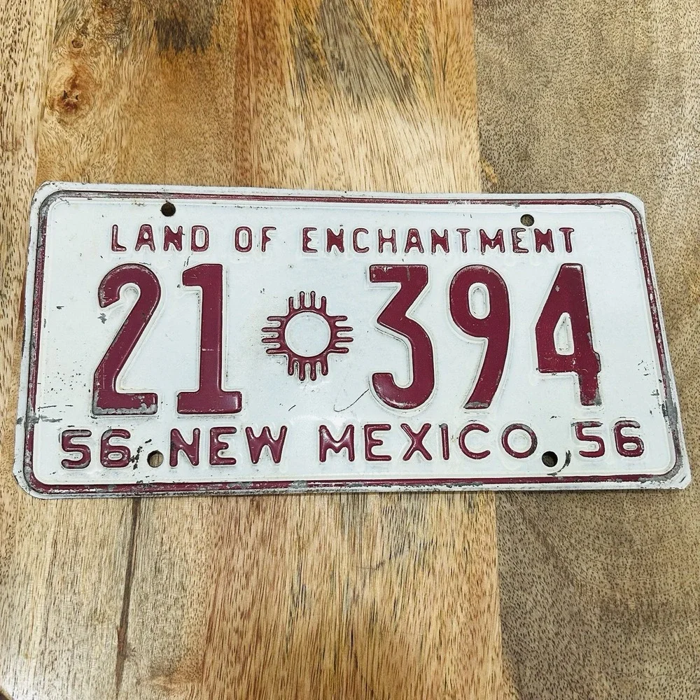 Vintage NEW MEXICO 1956  AUTO Truck LICENSE PLATE 21 394 NM 56 ALL ORIGINAL